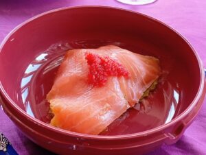 Lasaña fría de salmón ahumado 5 Lasaña fría de salmón ahumado. Huevas lumpo