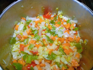 Albóndigas de pavo en salsa de verduras 3 Sofreir verduras